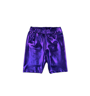 Metallic Biker Shorts / Purple