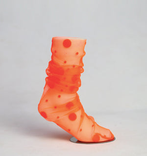 Neon Orange Polka Print Tulle Socks
