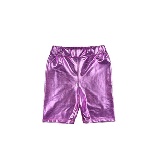 Metallic Biker Shorts / Pink