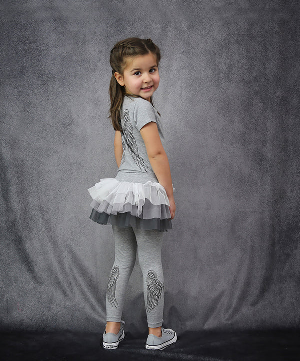 Angel Tutu Leggings Grey Kaylakids