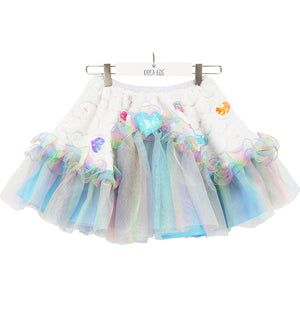 Aria Hearts Faux Fur Skirt / Blue