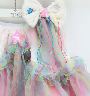Aria Stars Faux Fur Skirt / Pink