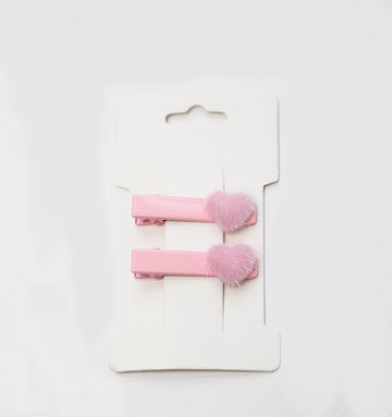 Furry Hearts Hair Clips / Set of 2