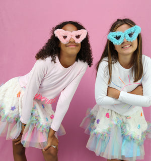 Aria Stars Faux Fur Skirt / Pink