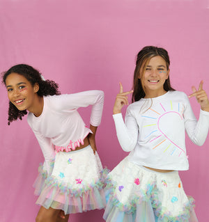 Aria Stars Faux Fur Skirt / Pink