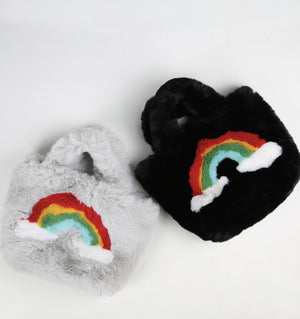 Rainbow Plush Tote Bag