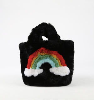 Rainbow Plush Tote Bag