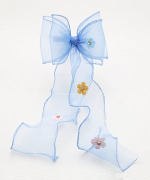 Floral Bow Clip / Blue