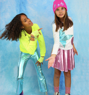 Metallic - Velvet Flared Leggings / Blue