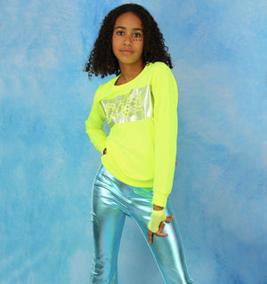 Metallic - Velvet Flared Leggings / Blue