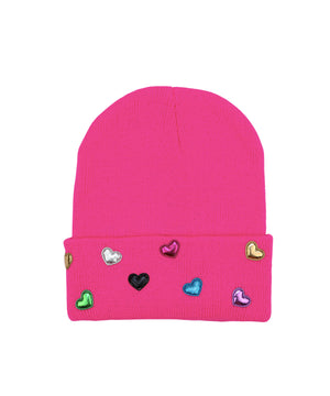 Hearts Beanie / Hot Pink