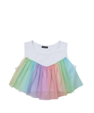 Ombre Rainbow Tulle Crop Top