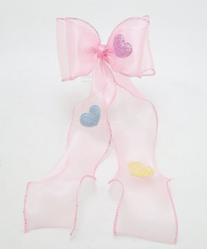 Hearts Bow Clip / Pink