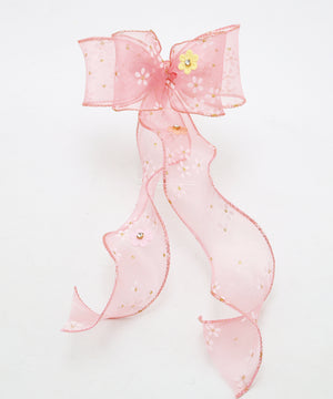 Floral Bow Clip / Pink