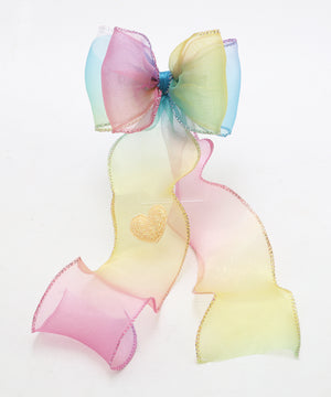 Hearts Bow Clip / Rainbow