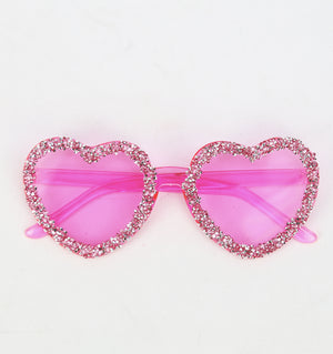 Pink Heart Gems Party Sunglasses