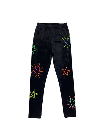 Hearts and Stars Sequin Velvet Leggings