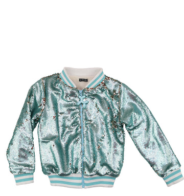 Aqua Sequin Flip Bomber