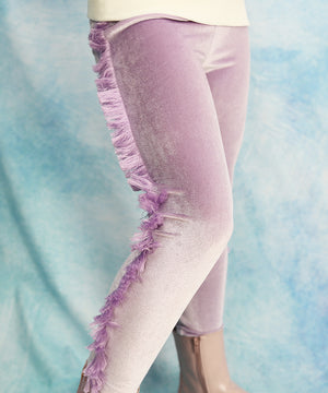 Lilac Fringe Velvet Leggings