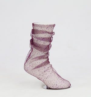 Purple Glitter Tulle Socks