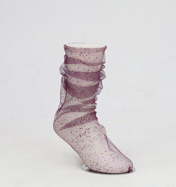Purple Glitter Tulle Socks