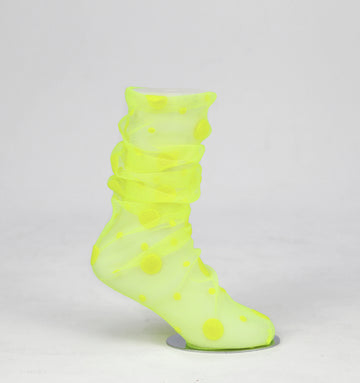 Neon Yellow Polka Print Tulle Socks