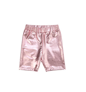 Metallic Biker Shorts / Rose
