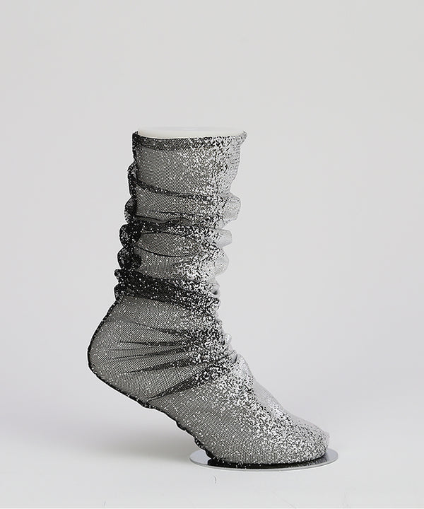 Silver Metallic Tulle Socks - Kaylakids