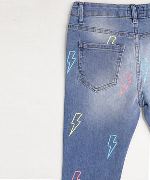 Slash Printed Regular Fit Blue Jeans